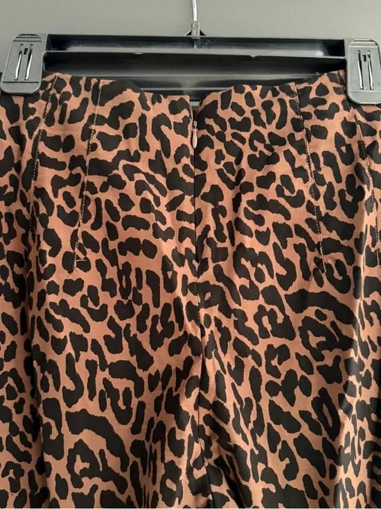 Anthropologie Maeve Colette - Leopard Wide-Leg Ruffle Hem Pants - Brown/Black - Picture 4 of 5